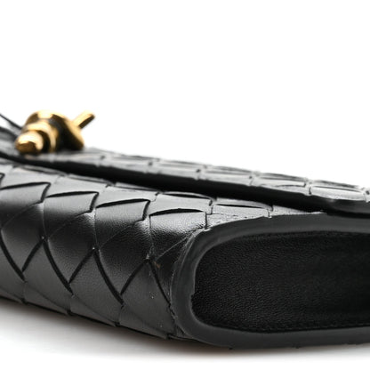Nappa Intrecciato Long Andiamo Top Handle Clutch Black