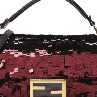 Sequin Paillettes Vitello Grace Sex and the City Mini Baguette Granata