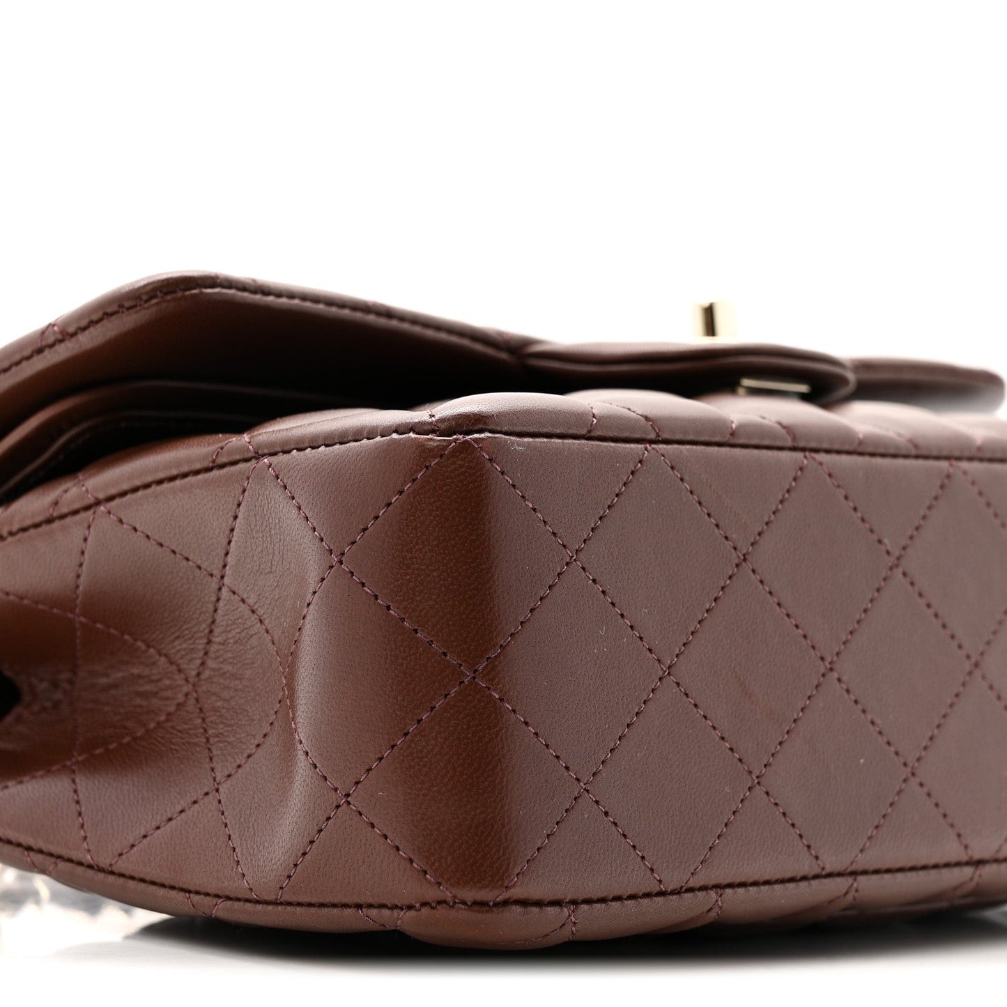 Lambskin Quilted Small Double Flap Dark Brown