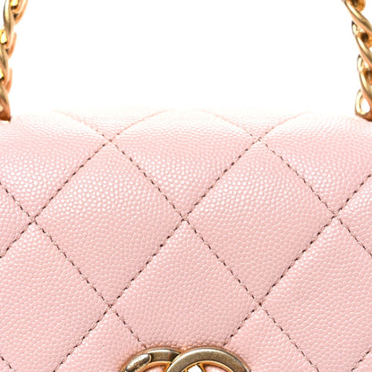 Caviar Quilted Small Carry Me Top Handle Flap Pink