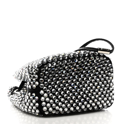 Satin Crystal Metal Triangle Logo Mini Drawcord Pouch Shoulder Bag Cristal