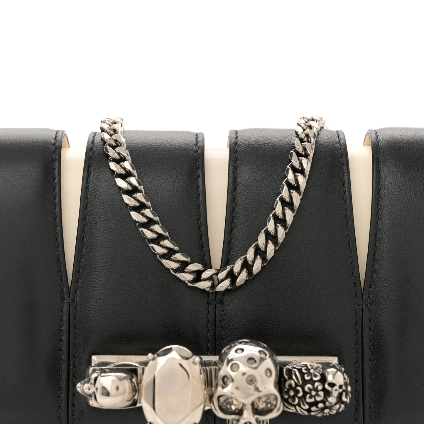 Calfskin Small Slash Bag Black White