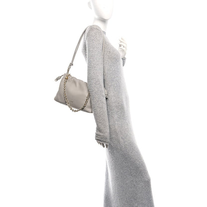 Mellow Nappa Donut Chain Medium Flamenco Knot Clutch Shell Grey