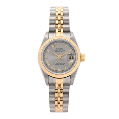 Stainless Steel 18K Yellow Gold Oyster Perpetual Datejust Watch Silver Roman 69173