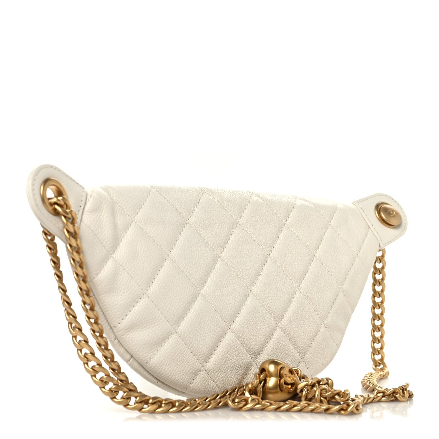 Caviar Quilted Sweetheart Belt Bag White