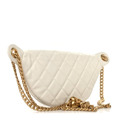 Caviar Quilted Sweetheart Belt Bag White
