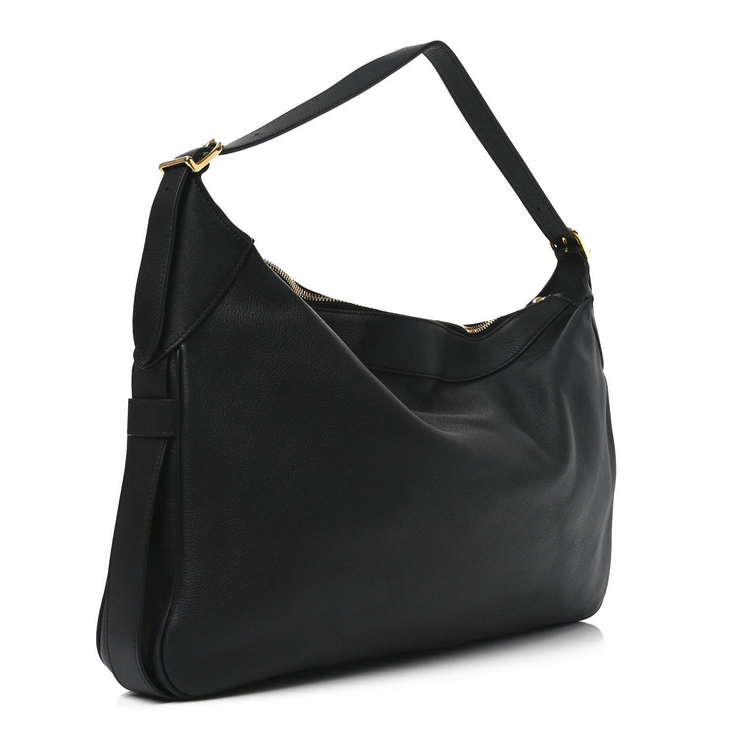 Supple Calfskin Large Romy Shoulder Bag Black