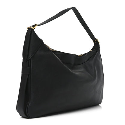 Supple Calfskin Large Romy Shoulder Bag Black