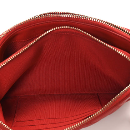 Lambskin Quilted Small Clutch With Chain Red