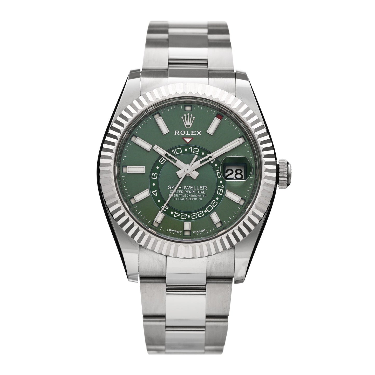 Stainless Steel 18K White Gold 42mm Oyster Perpetual Sky-Dweller Watch Mint Green 336934