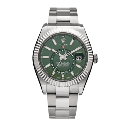 Stainless Steel 18K White Gold 42mm Oyster Perpetual Sky-Dweller Watch Mint Green 336934
