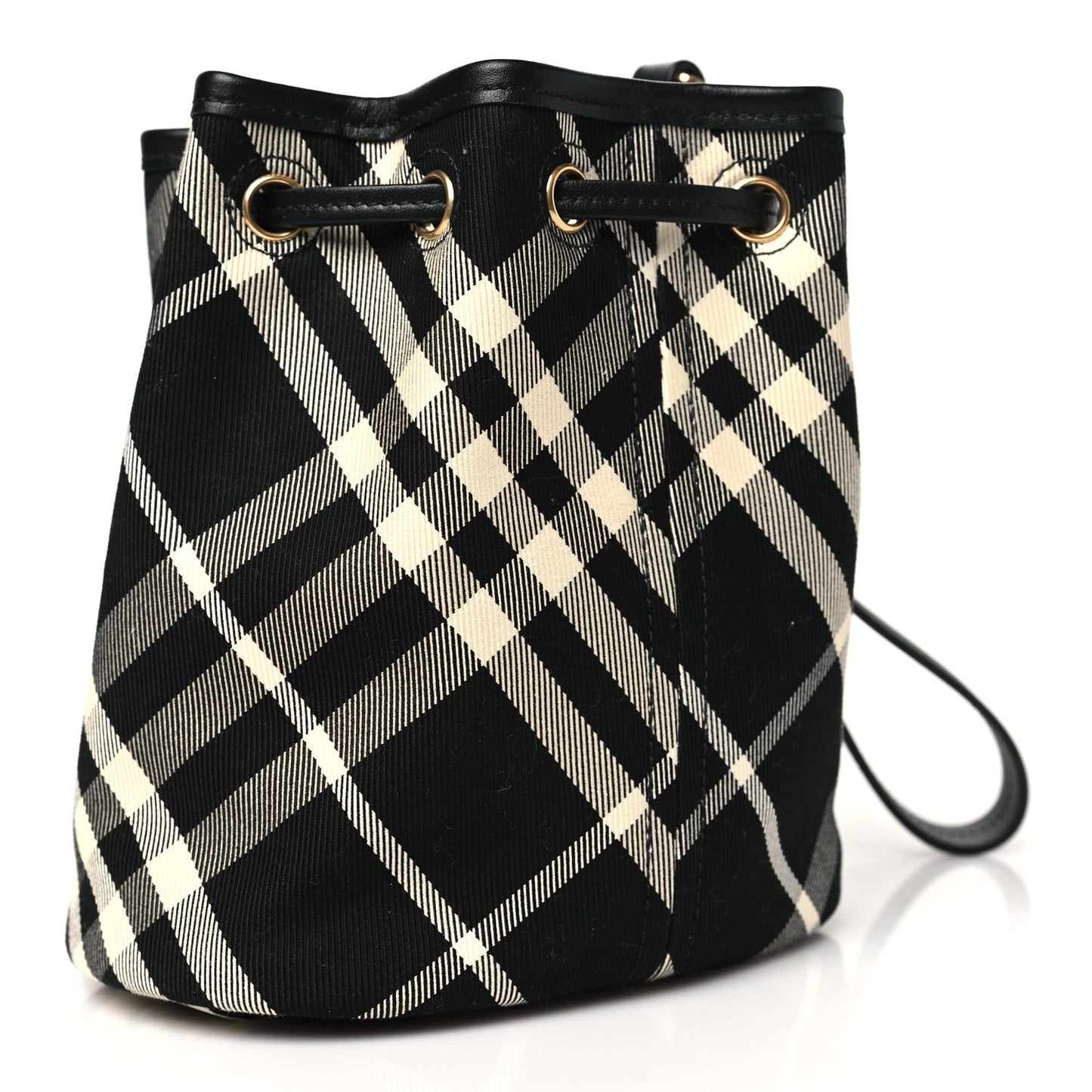 Check Mini Drawstring Pouch Black Calico