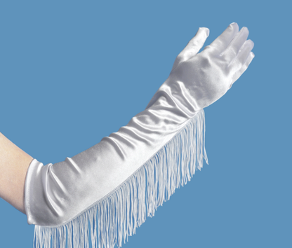 Tassel long satin gloves Latin dance performance gloves satin tassel bridal gloves     S6262