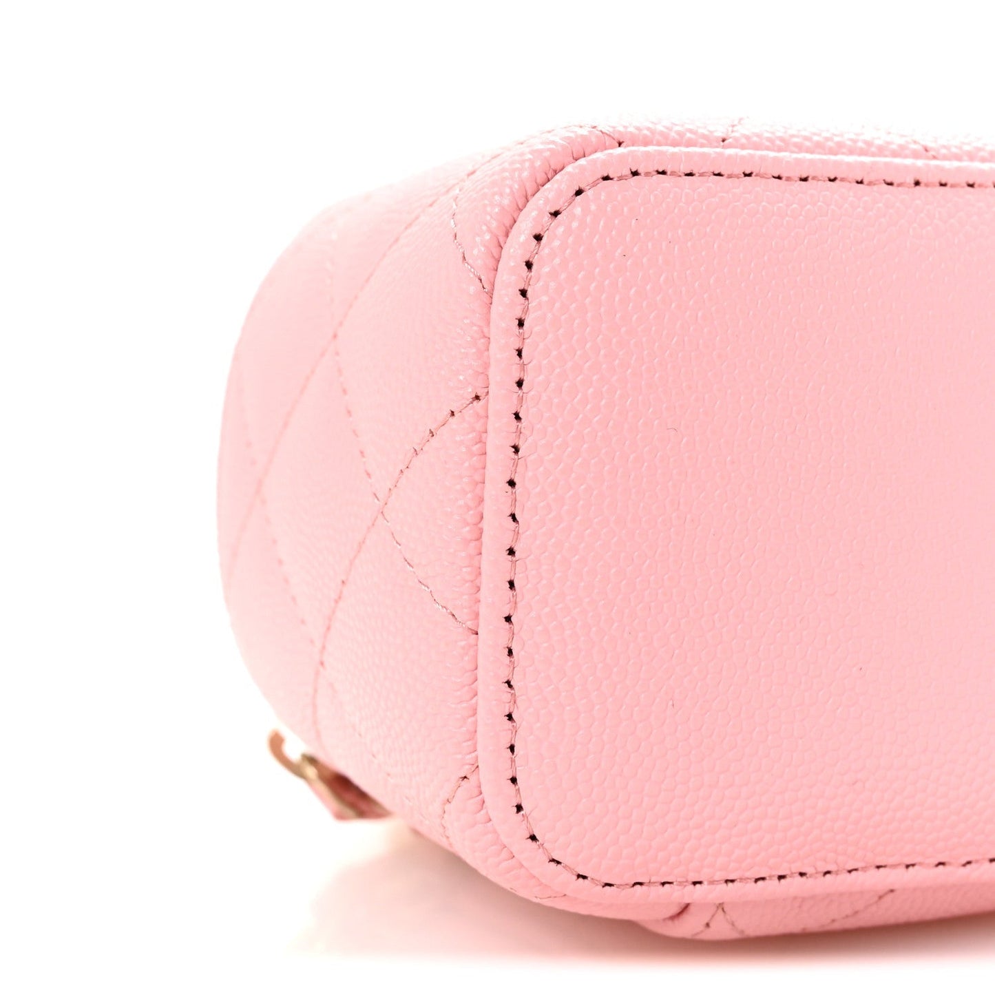 Caviar Quilted Mini Vanity Case With Chain Pink