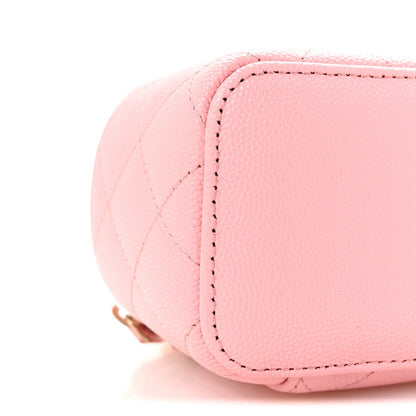 Caviar Quilted Mini Vanity Case With Chain Pink