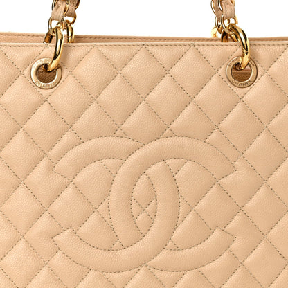 Caviar Quilted Grand Shopping Tote GST Beige