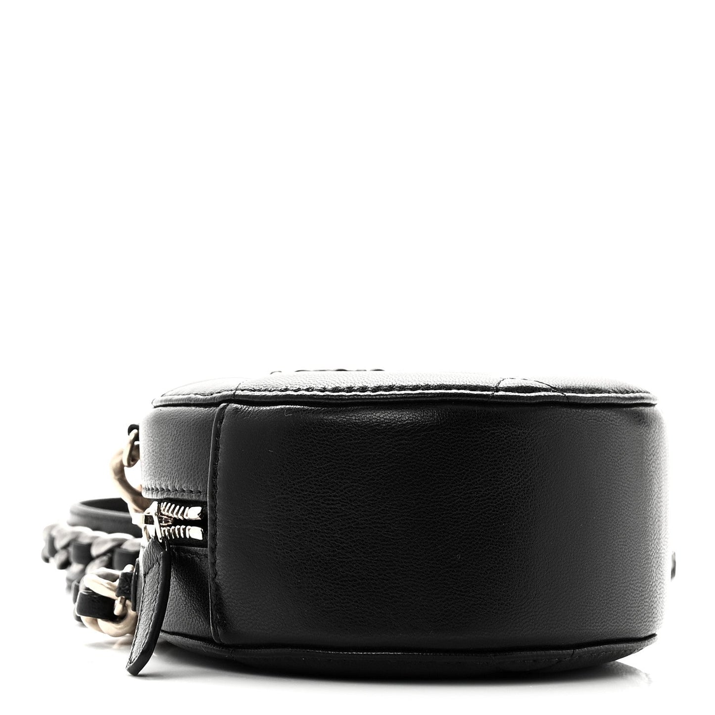 Shiny Goatskin Quilted Chanel 19 Round Clutch With Chain Black