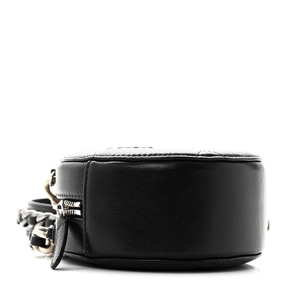 Shiny Goatskin Quilted Chanel 19 Round Clutch With Chain Black
