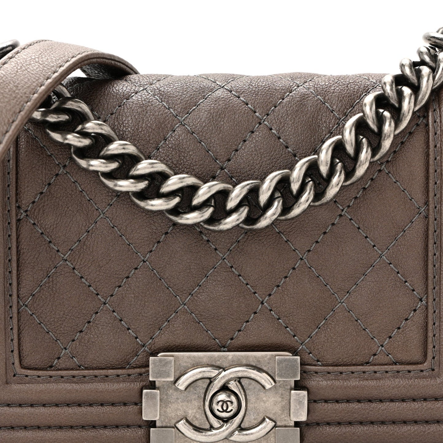 Caviar Quilted Small Boy Flap Dark Brown
