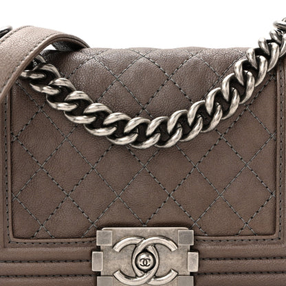 Caviar Quilted Small Boy Flap Dark Brown