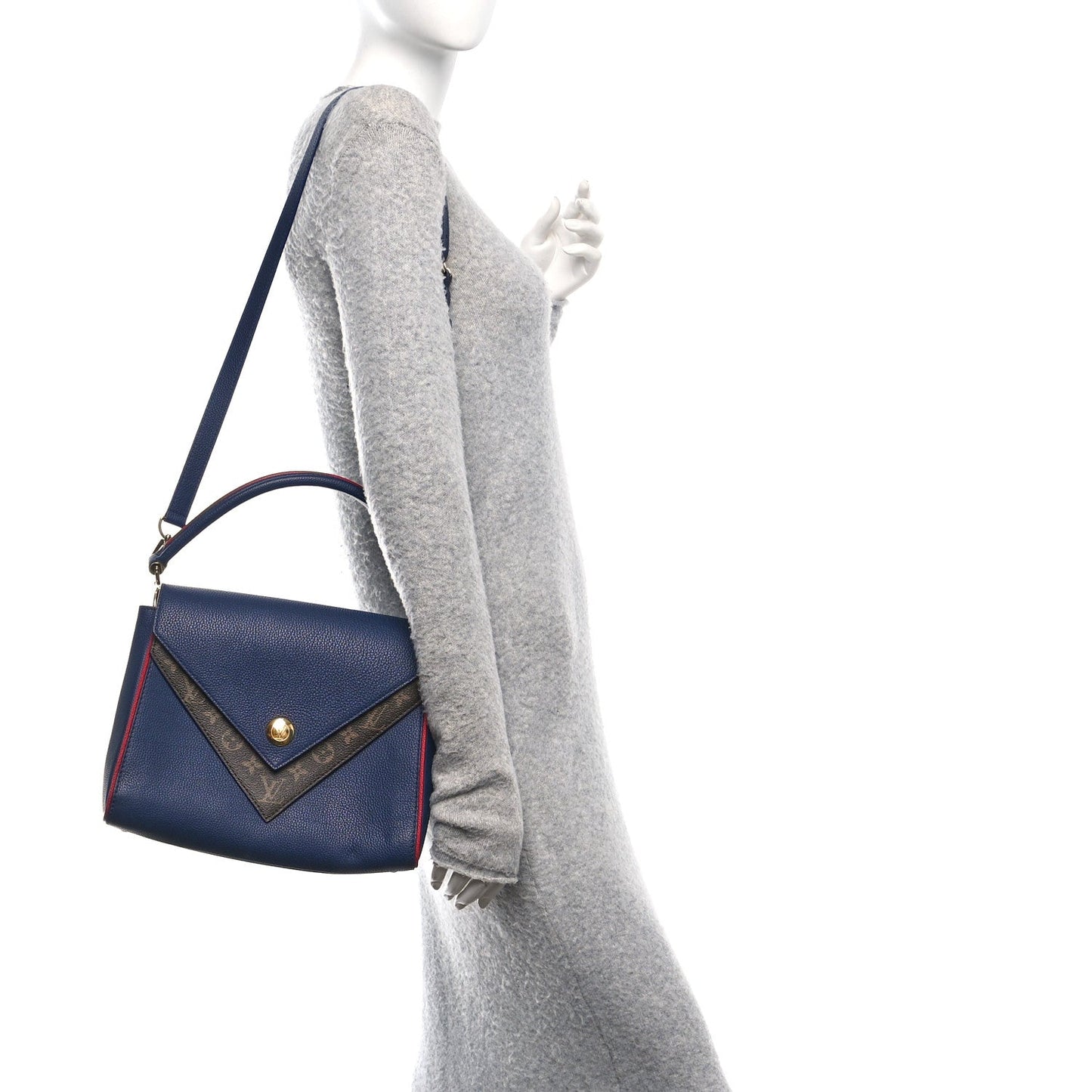 Grained Calfskin Monogram Double V Blue Marine
