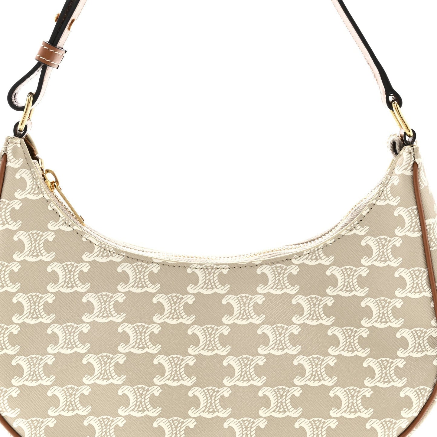 Canvas Calfskin Ava Triomphe Shoulder Bag Grege
