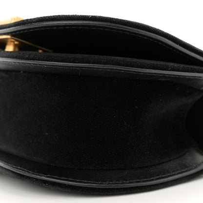Velvet Quilted Mini Boy Messenger Bag Black