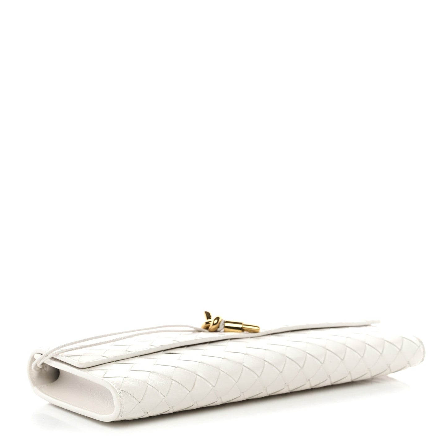 Nappa Intrecciato Long Andiamo Top Handle Clutch White