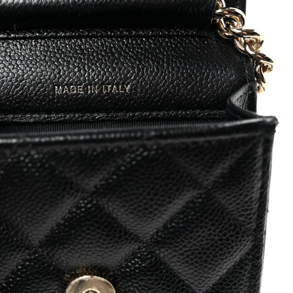 Caviar Quilted Boy Phone Holder Black