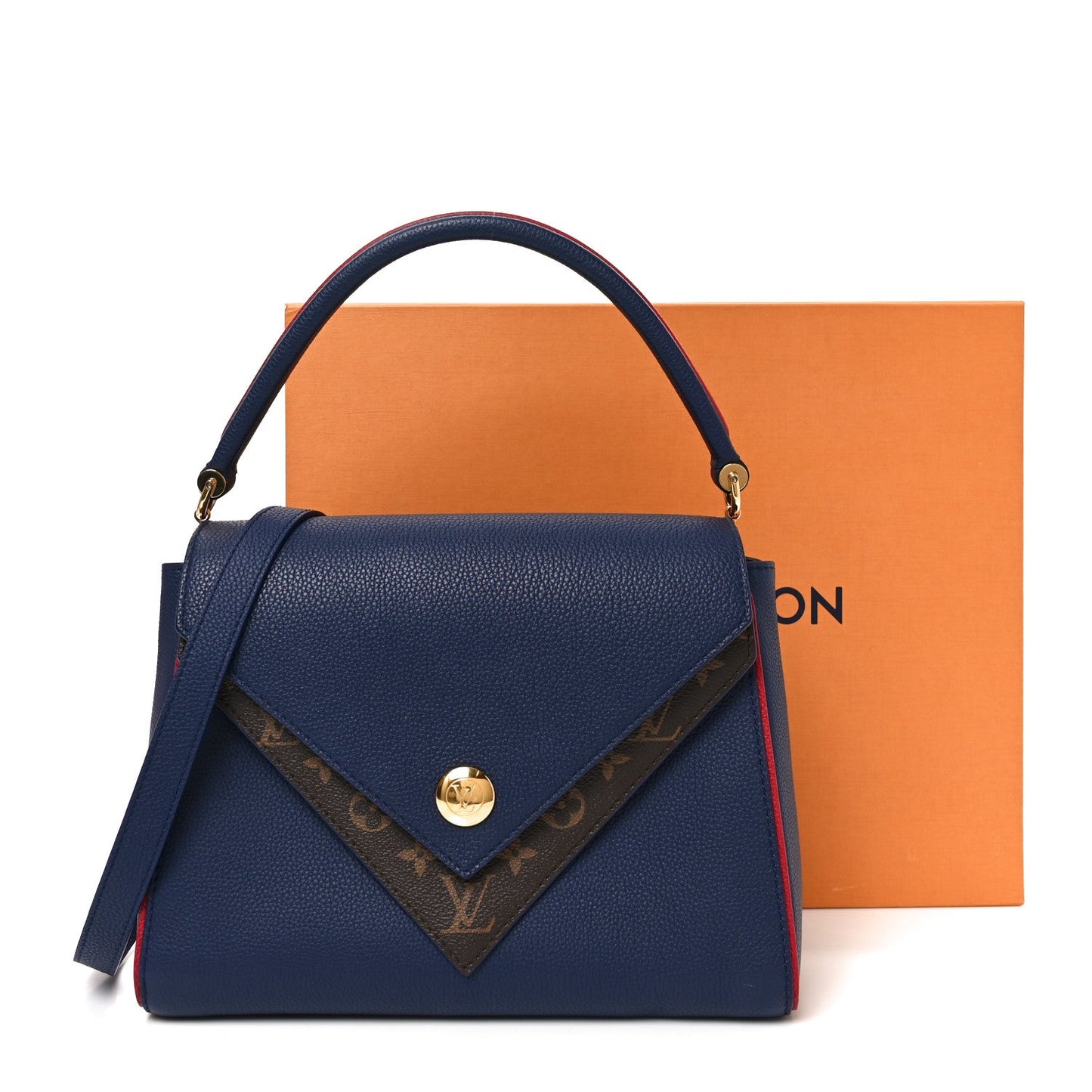 Grained Calfskin Monogram Double V Blue Marine