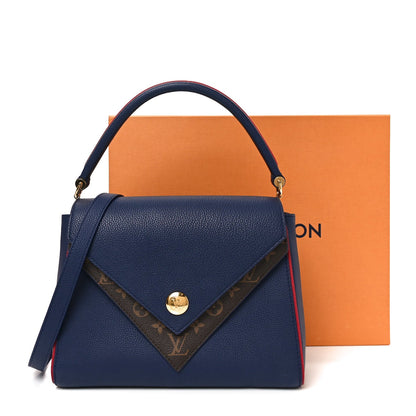 Grained Calfskin Monogram Double V Blue Marine