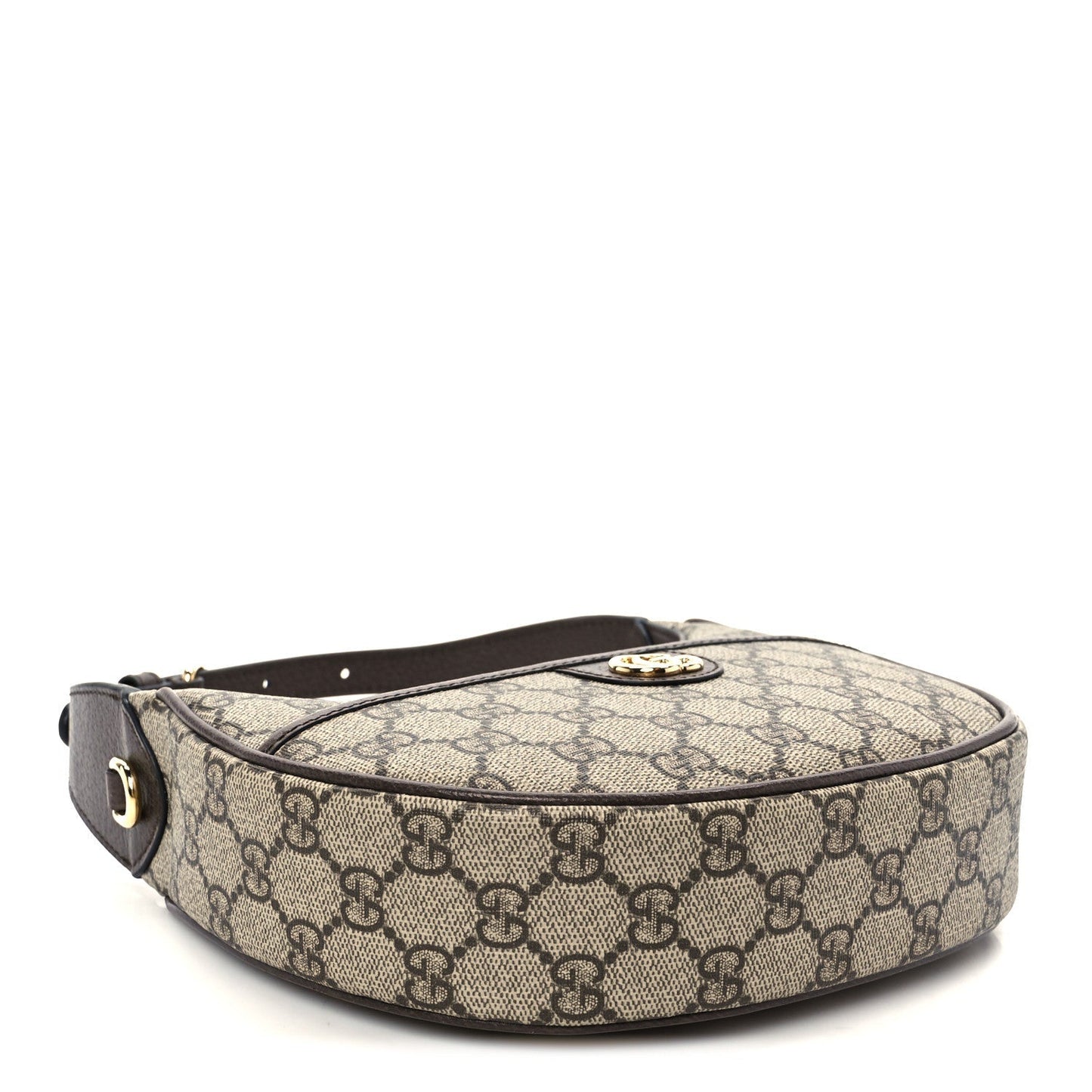 GG Supreme Monogram Textured Dollar Calfskin Small Ophidia Shoulder Bag Beige Ebony New Acero
