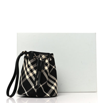 Check Mini Drawstring Pouch Black Calico
