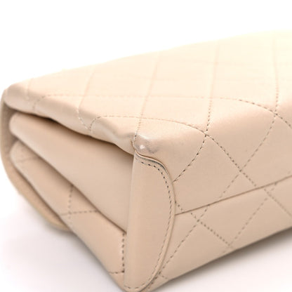 Lambskin Quilted Small Trendy Spirit Top Handle Bag Beige