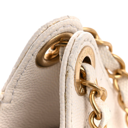 Caviar Quilted Small Wavy CC Hobo White