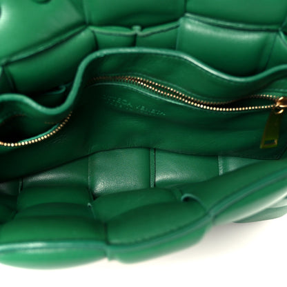 Lambskin Maxi Intreccio Padded Chain Cassette Crossbody Bag Racing Green