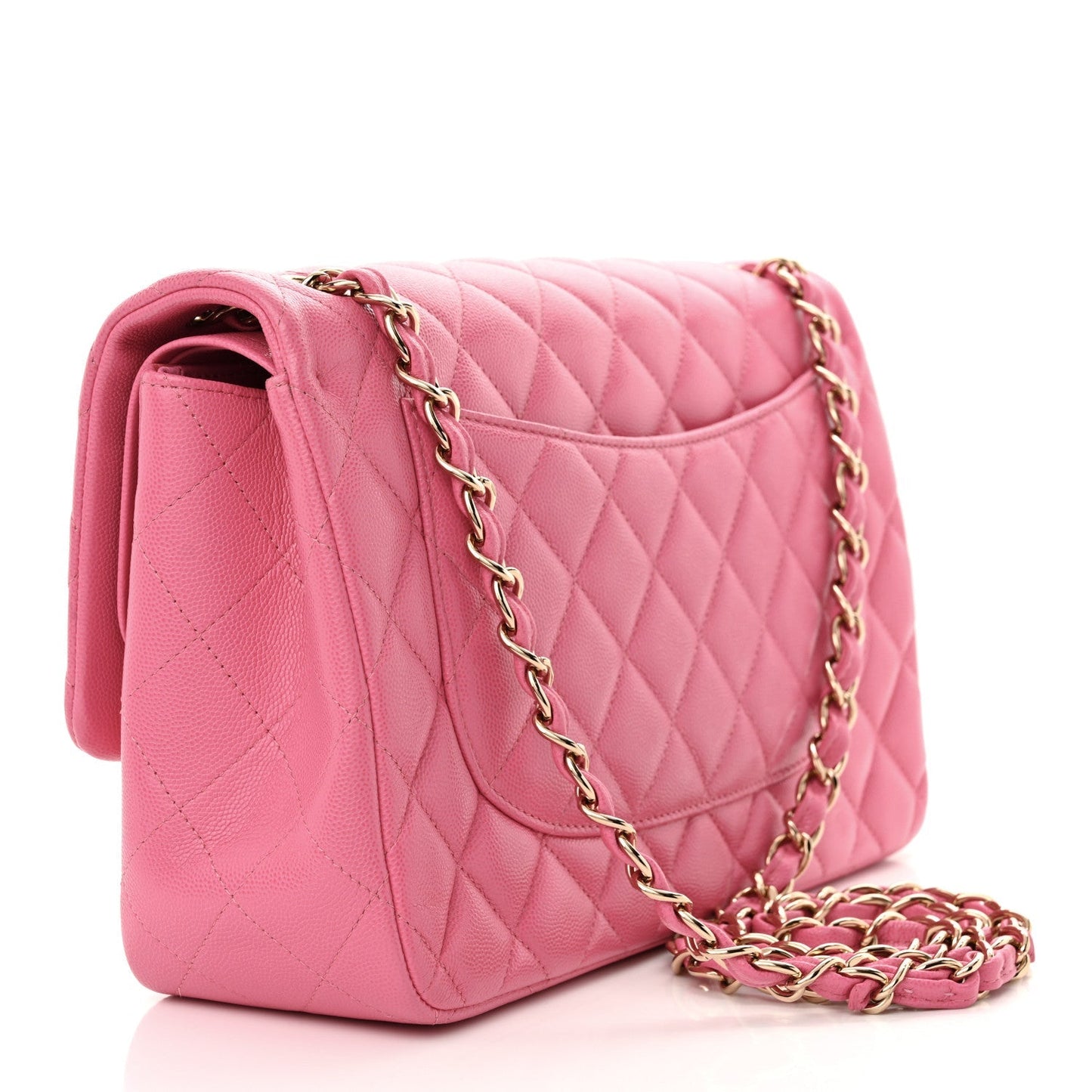 Caviar Quilted Jumbo Double Flap Pink