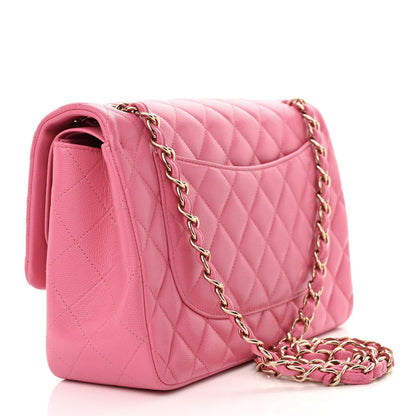 Caviar Quilted Jumbo Double Flap Pink