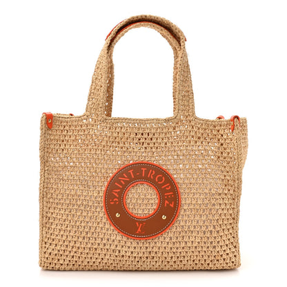 Raffia Calfskin Saint Tropez OnTheGo MM Natural Orange