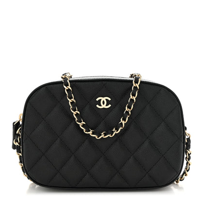 Caviar Quilted Vanity With Chain Black