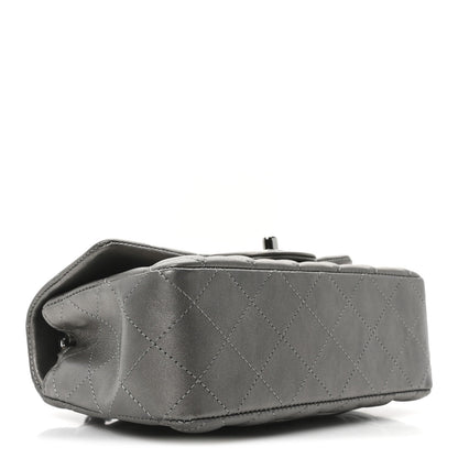 Metallic Lambskin Quilted Mini Rectangular Flap  Dark Grey