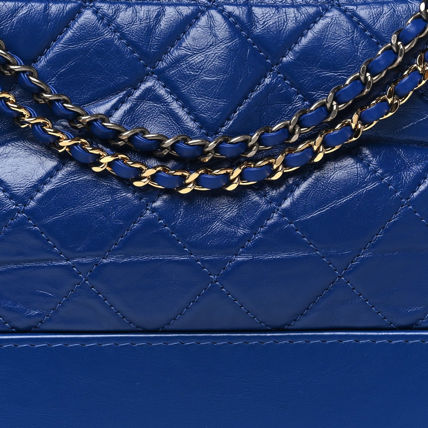 Aged Smooth Calfskin Quilted Medium Gabrielle Logo Hobo Blue