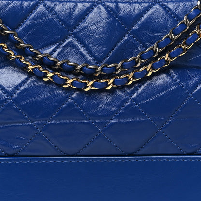 Aged Smooth Calfskin Quilted Medium Gabrielle Logo Hobo Blue