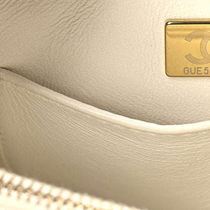 Caviar Quilted Small Coco Handle Flap White