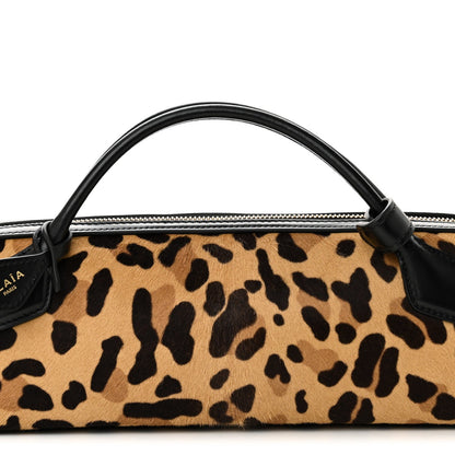Calf Hair Leopard Print Le Teckel Clutch Brun Sepia