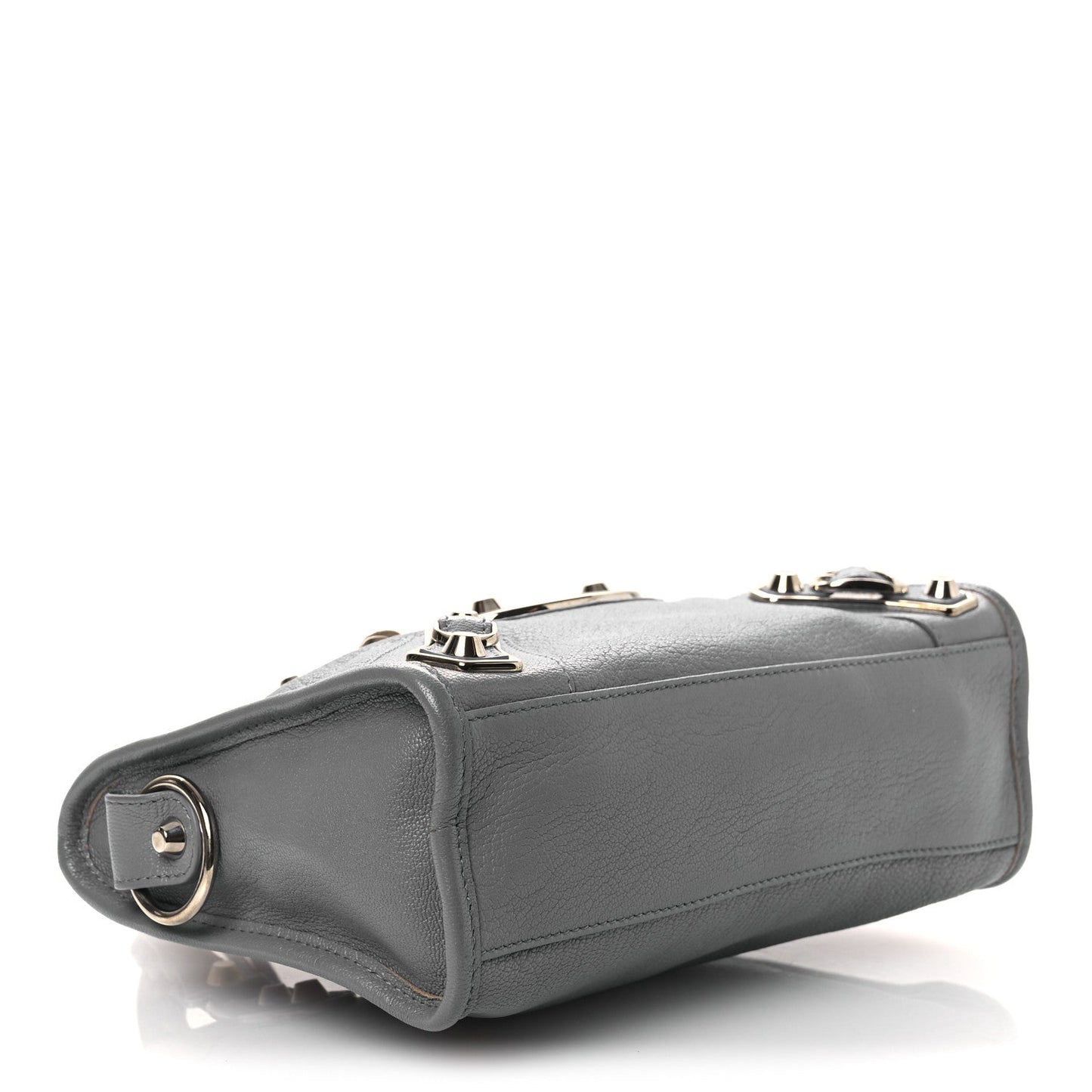 Chevre Silver Metallic Edge Hardware Mini City Bleu Acier