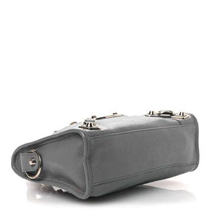 Chevre Silver Metallic Edge Hardware Mini City Bleu Acier