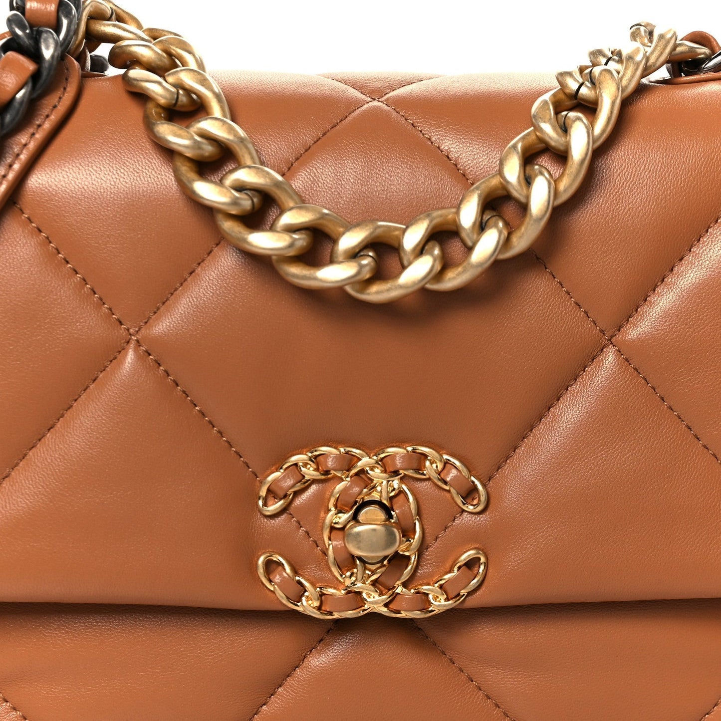 Lambskin Quilted Medium Chanel 19 Flap Brown