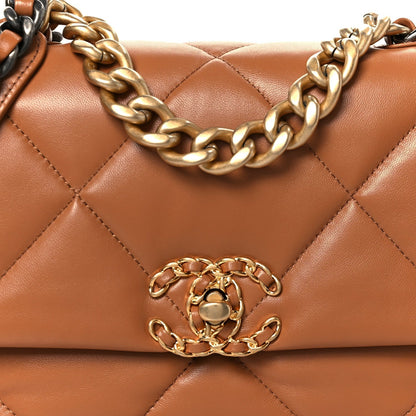 Lambskin Quilted Medium Chanel 19 Flap Brown