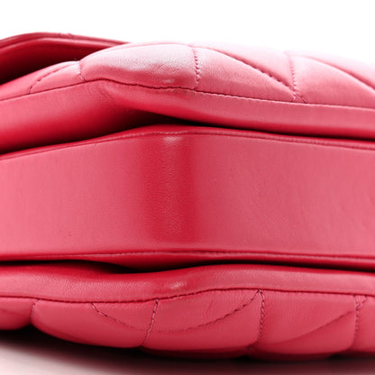 Lambskin Quilted Small Trendy CC Flap Dual Handle Bag Dark Pink